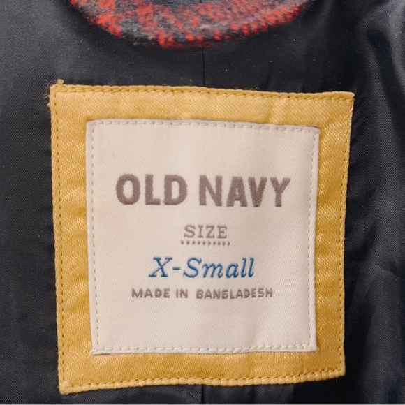 Old Navy Red & Navy Blue Plaid Peacoat Jacket XS - Picture 6 of 12